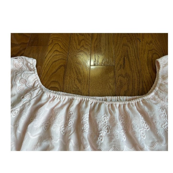 Jeans x Buffalo Chemical Lace Crop Top, Square Neck, Short Sleeve, Pink, size XL - Picture 2 of 12